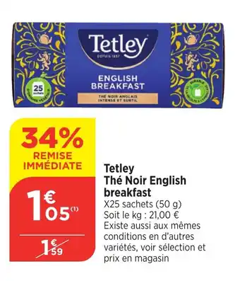 Bi1 Tetley Thé Noir English breakfast offre