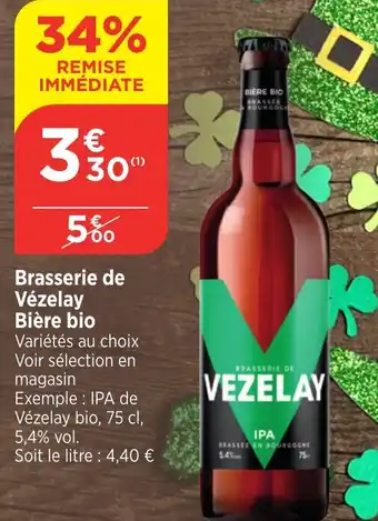 Bi1 Brasserie de Vézelay Bière bio offre
