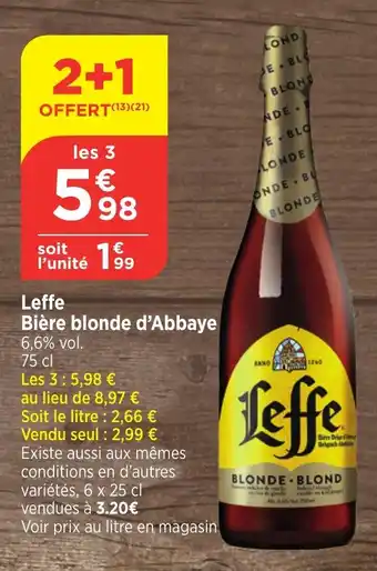 Bi1 Leffe Bière blonde d'Abbaye offre