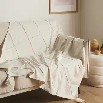 L'incroyable Plaid en coton 'Sofia' tufté avec pompons offre