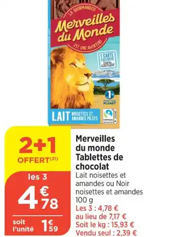 Maximarché Merveilles du monde Tablettes de chocolat offre