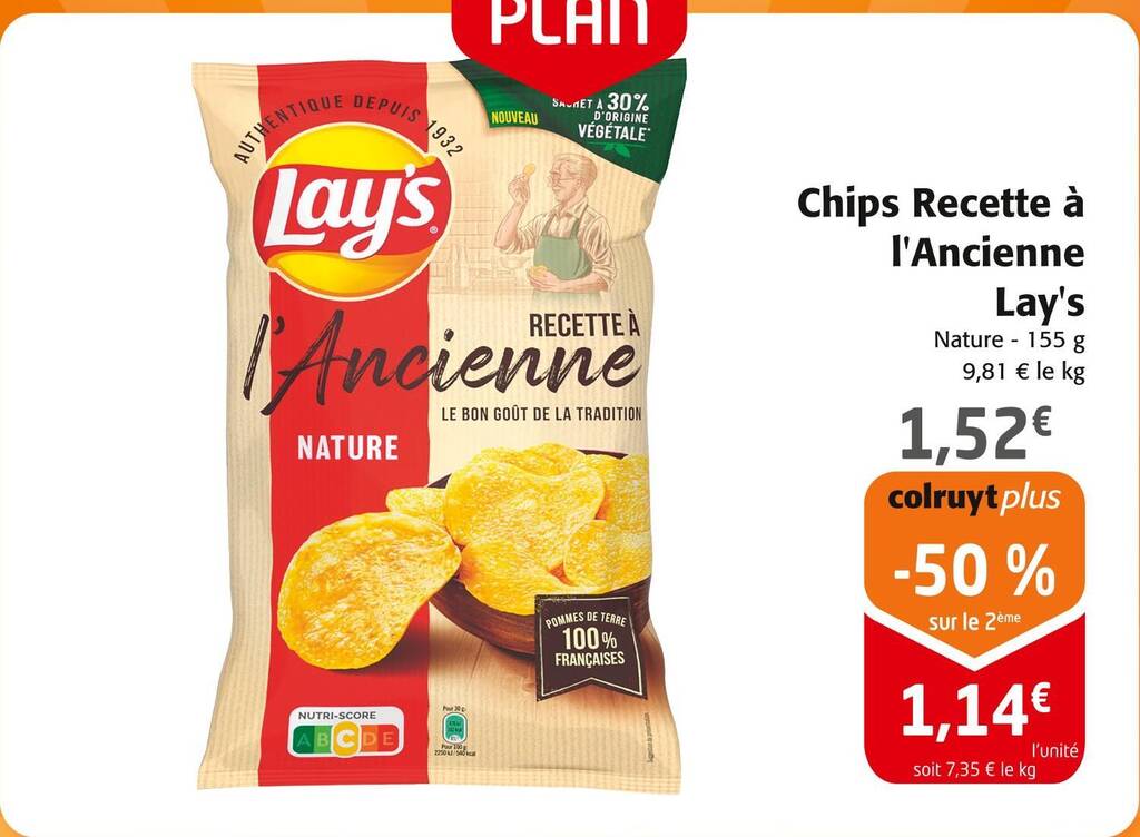 Promo Lay's Chips Recette à l'Ancienne chez Colruyt