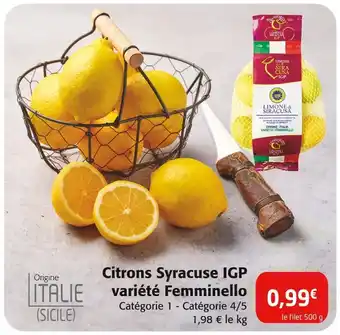 Colruyt Citrons Syracuse IGP variété Femminello offre