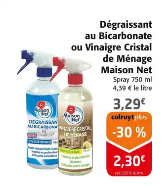 Colruyt Maison Net Dégraissant au Bicarbonate ou Vinaigre Cristal de Ménage offre