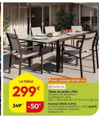 Weldom Naterial Table de jardin LYRA offre