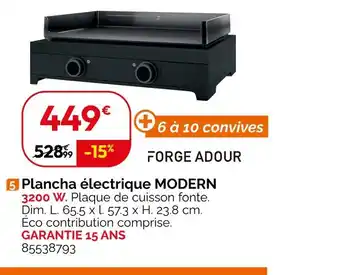 Weldom FORGE ADOUR Plancha électrique MODERN offre