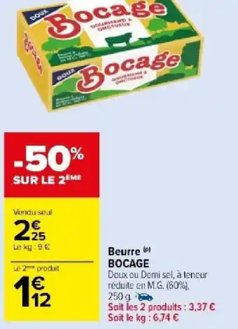 Carrefour Market Beurre BOCAGE offre