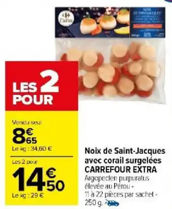 Carrefour Market Noix de Saint-Jacques avec corail surgelées CARREFOUR EXTRA offre