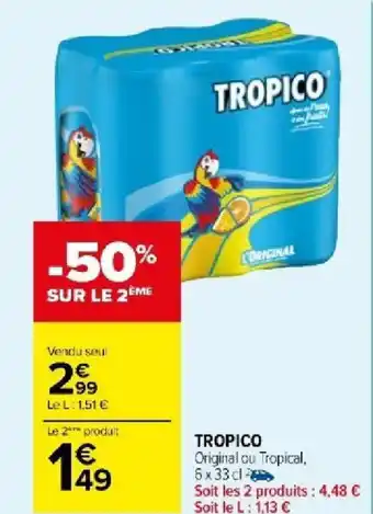 Carrefour Market TROPICO Original ou Tropical, 6 x 33 cl offre