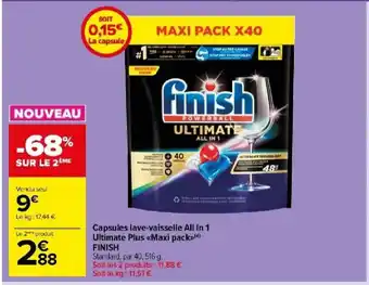 Carrefour Market Capsules lave-vaisselle All In 1 Ultimate Plus <<Maxi pack>>(d) FINISH offre