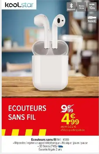 Carrefour Market Ecouteurs sans fil Rét: KS80 offre