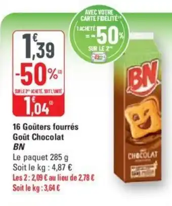 G20 16 Goûters fourrés Goût Chocolat BN offre