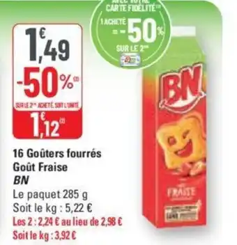 G20 16 Goûters fourrés Goût Fraise BN offre