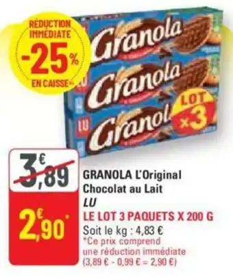 G20 GRANOLA L'Original Chocolat au Lait LU offre
