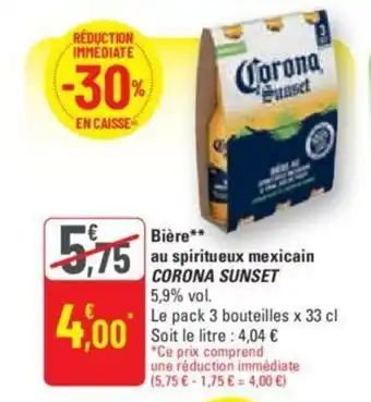 G20 Bière** au spiritueux mexicain CORONA SUNSET offre