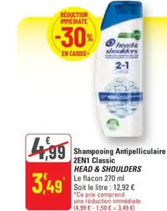 G20 Shampooing Antipelliculaire 2EN1 Classic HEAD & SHOULDERS offre