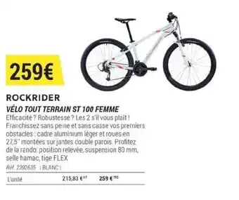 Decathlon VÉLO TOUT TERRAIN ST 100 FEMME offre