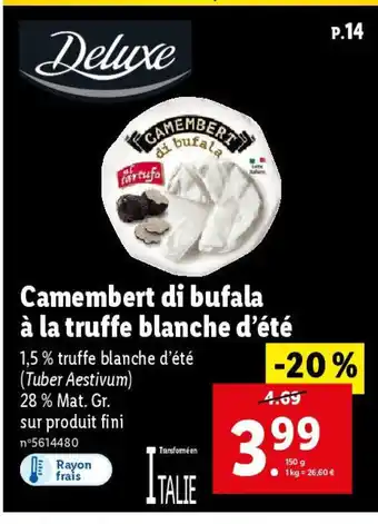 Lidl Camembert di bufala à la truffe blanche d'été offre