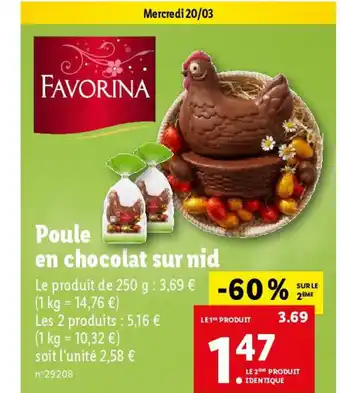 Lidl en chocolat sur nid Poule offre