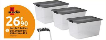 Mr Bricolage Sundis lot de 3 boîtes de rangement kliker box 48 l offre