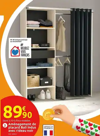 Mr Bricolage Aménagement de placard bali indus avec rideau noir offre