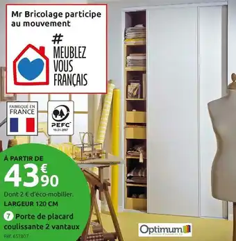 Mr Bricolage Optimum porte de placard coulissante 2 vantaux offre