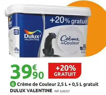 Mr Bricolage Dulux valentine crème de couleur 2,5 l + 0,5 l gratuit offre