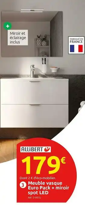 Allibert meuble vasque euro pack + miroir spot led