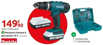Mr Bricolage Makita perceuse visseuse à percussion hp457dwe10 18 v offre