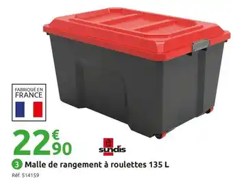 Mr Bricolage Sundis malle de rangement à roulettes 135 l offre