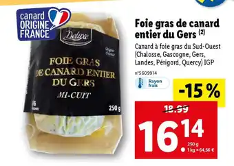 Lidl Foie gras de canard entier du Gers (2) offre
