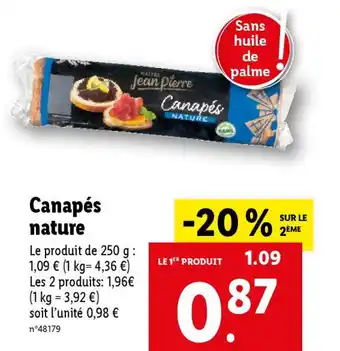 Lidl Canapés nature offre