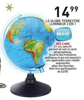 Stokomani Mojy le globe terrestre lumineux 3 en 1 offre