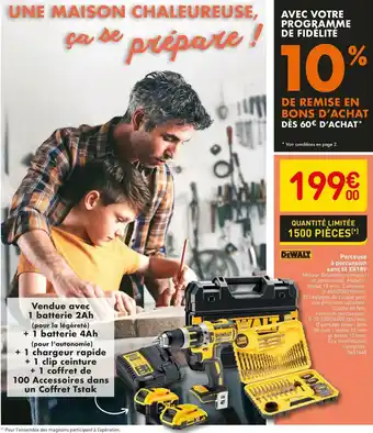 Weldom Dewalt perceuse à percussion sans fil xr18v offre