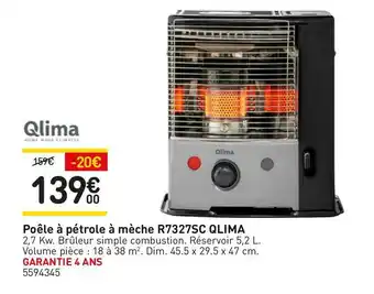 Qlima poêle à pétrole à mèche r7327sc