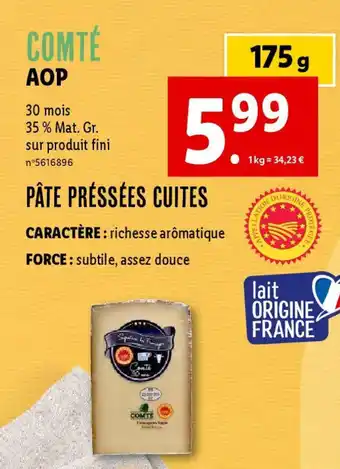 Lidl COMTÉ offre