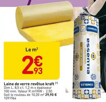 Essentia laine de verre revêtue kraft