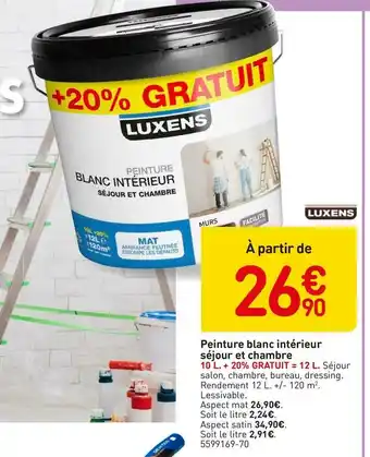Weldom Luxens peinture blanc intérieur séjour et chambre offre