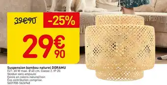 Weldom Suspension bambou naturel doramu offre