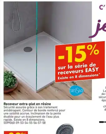 Bon plan sur la série de receveurs extra-plat en résine easy