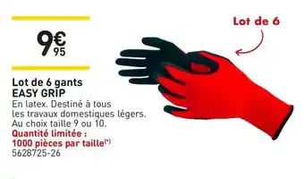 Easy grip lot de 6 gants