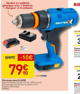 Weldom Dexter perceuse sans fil up20 offre