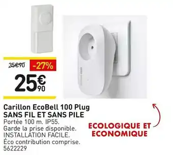 Weldom Carillon ecobell 100 plug sans fil et sans pile offre