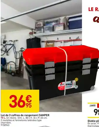 Camper lot de 3 coffres de rangement