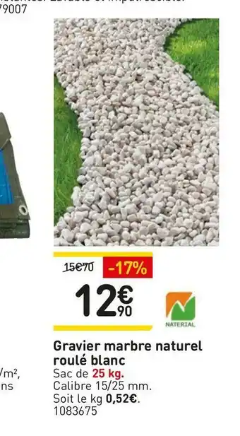 Weldom Naterial gravier marbre naturel roulé blanc offre