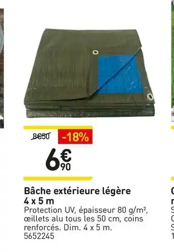 Weldom Bâche extérieure légère 4 x 5 m offre