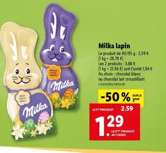 Lidl Milka lapin offre