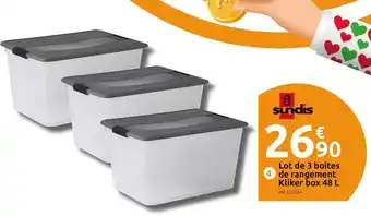 Mr Bricolage Sundis lot de 3 boîtes de rangement kliker box 48 l offre
