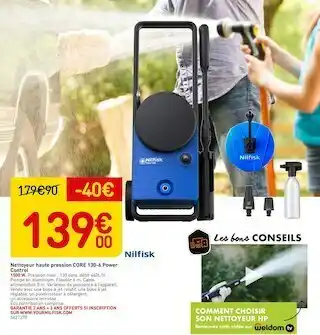 Weldom Nilfisk nettoyeur haute pression core 130-6 power control offre