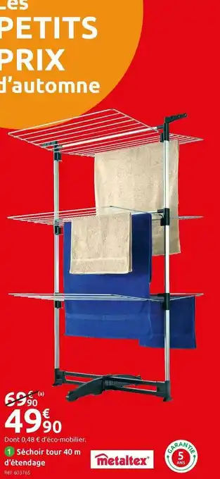 Mr Bricolage Metaltex séchoir tour 40 m d’étendage offre